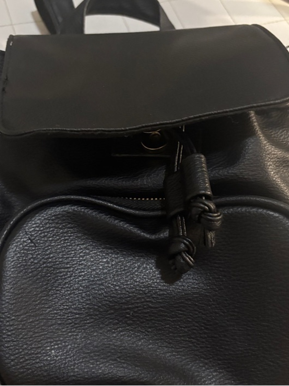 Black Women's Leather Backpack Purse - Sleek Everyday Bag